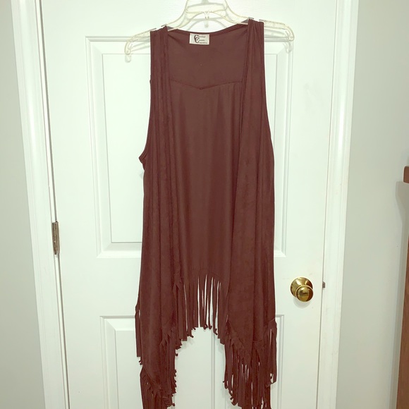 Fringed Brown cardigan - Picture 1 of 7